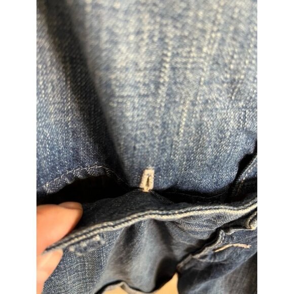 Levis Denim Jean Shorts L Blue Overalls Retro Concert Western Y2K Boho Classic - Picture 5 of 16